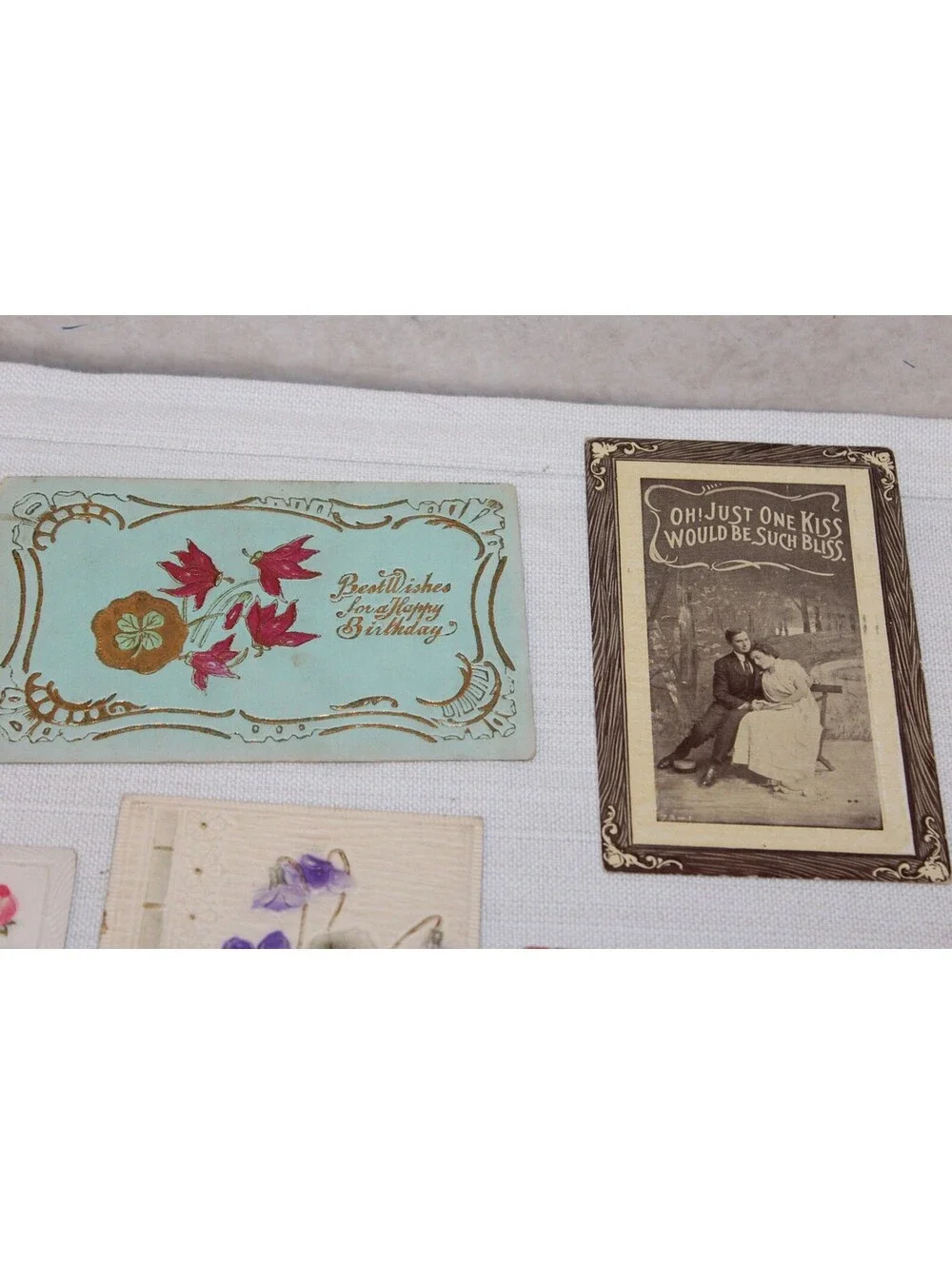 Antique 1915 Embossed & Written Postcards Lot of 5 Birthday New Year Romance